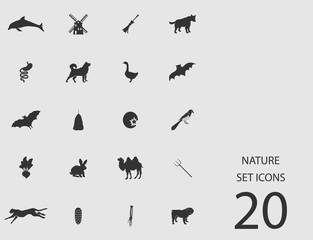 Nature set of flat icons. Vector illustration