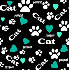 Seamless kitten foot abstract pattern