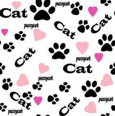 Fototapeta premium Seamless kitten foot abstract pattern