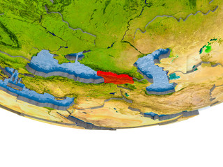 Georgia in red on Earth model