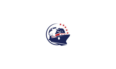 ship, tanker, freighter, sea, global, international, emblem symbol icon vector logo
