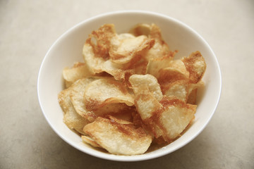 Raw and fries potatoes
