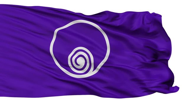 Naruto flag, Tokushima prefecture, realistic animation isolated on white seamless loop - 10 seconds long (alpha channel is included)
