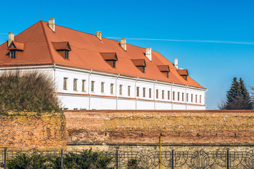 View of the historical castle of princes Ostrozhsky in the ancient fortress of Dubno, Rivne region,...