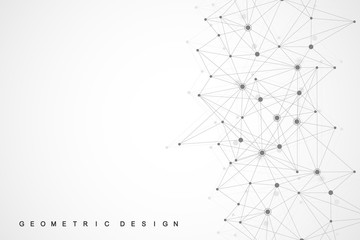 Fototapeta premium Global network connections with points and lines. Wireframe background. Abstract connection structure. Polygonal space background. Vector illustration