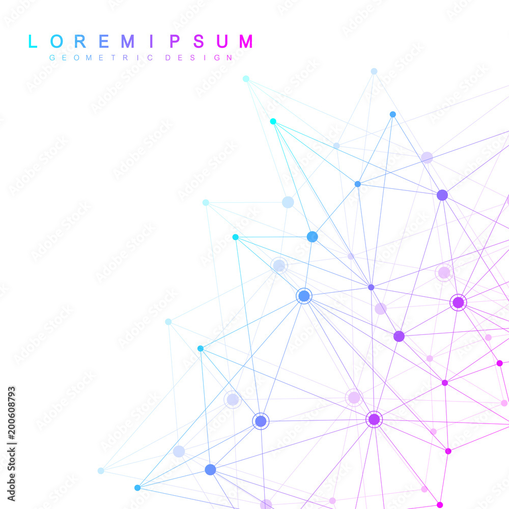 Poster abstract polygonal background with connected lines and dots. minimalistic geometric pattern. molecul