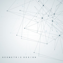 Abstract polygonal background with connected lines and dots. Minimalistic geometric pattern. Molecule structure and communication. Graphic plexus background. Science, medicine, technology concept.