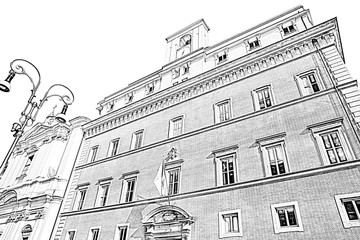 Pontifical Gregorian University (Gregoriana) Building Facade in Rome, Italy