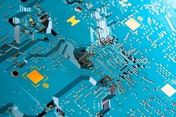 Electronic circuit board close up. 