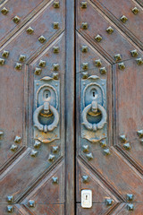 old solid wood door closeup
