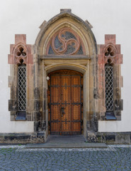 old church wooden brown door
