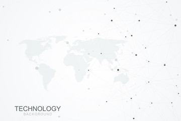 Global network connections with points and lines. Internet connection background. Abstract connection structure. Polygonal space background. Vector illustration