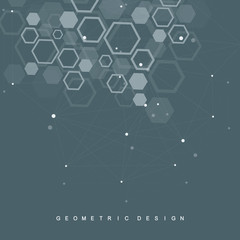 Hexagonal geometric background. Hexagons genetic and social network. Future geometric template. Business presentation for your design and text. Minimal graphic concept. Vector illustration.