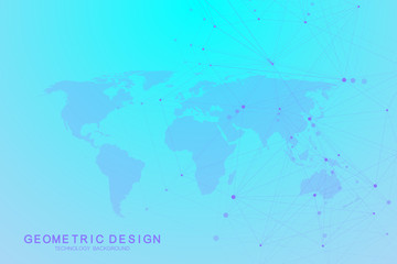 Global network connections with points and lines. Internet connection background. Abstract connection structure. Polygonal space background. Vector illustration