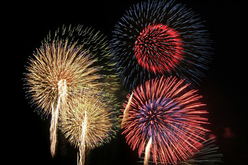 Fireworks over night sky background