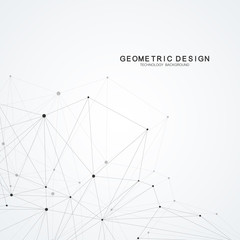 Abstract molecular network pattern with dynamic lines and points. Vector geometric illustration.