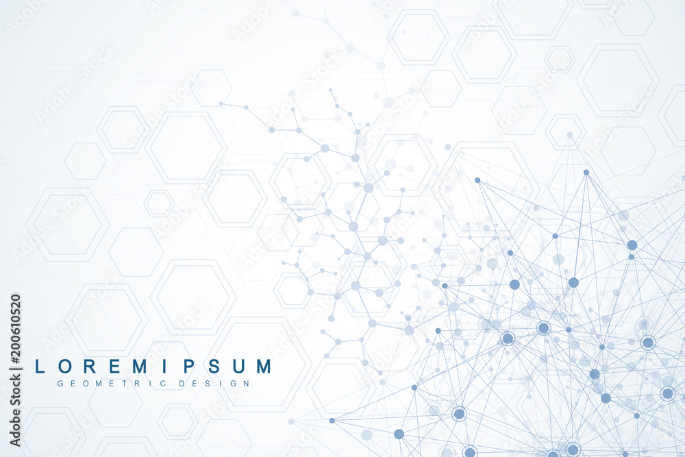Leinwandbilder Abstract polygonal background with connected lines and dots. Minimalistic geometric pattern. Molecule structure and communication. Graphic plexus background. Science, medicine, technology concept.