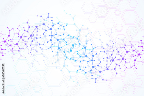 Scientific Molecule Background For Medicine Science Technology Chemistry Wallpaper Or Banner With A Dna Molecules Vector Geometric Dynamic Illustration Wall Mural Techdesign07