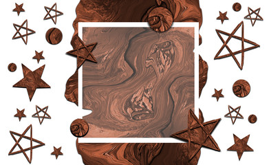 Wooden background, star pattern, frame, poster