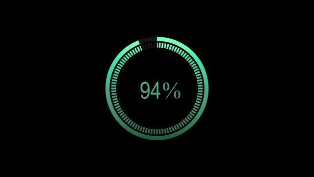  loading futuristic circle ring orb bar animation on black screen. Loading download 0-100% animation with optional luma matte. Alpha Luma Matte included. 4k video
