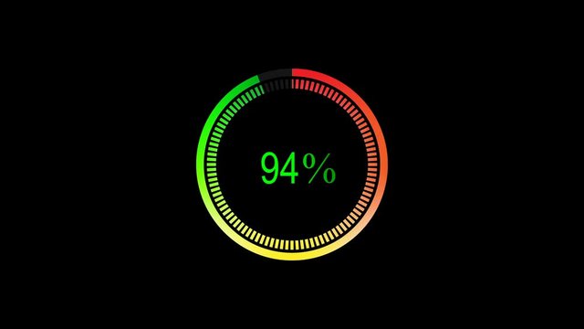  loading futuristic circle ring orb bar animation on black screen. Loading download 0-100% animation with optional luma matte. Alpha Luma Matte included. 4k video
