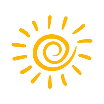 Hand drawn sun vector icon. Sun sketch doodle illustration. Handdrawn sunshine concept.
