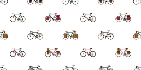 bicycle Seamless Pattern vector cycling isolated background wallpaper vintage touring bicycle