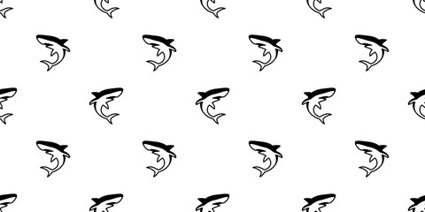 shark seamless pattern dolphin fin isolated vector whale ocean wave sea island beach  background wallpaper