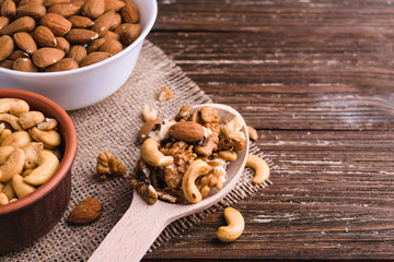 Variety of nuts in bowl