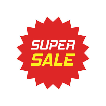 Discount sticker vector icon in flat style. Sale tag sign illustration on white isolated background. Promotion super sale discount concept.