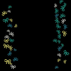 Festive Background with Colorful Bows. Delicate Pattern for Postcard, Print, Banner or Poster. Little Pretty Bows For Party Decoration, Wedding, Birthday or Anniversary Invitation. Vector