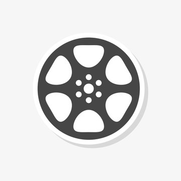 Film reel sticker, The video icon, Movie symbol, simple vector icon