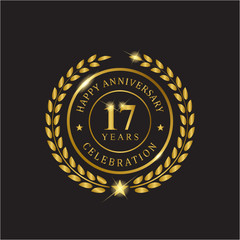 Gold wreath anniversary seventeen years celebration.