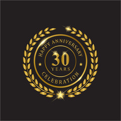Fototapeta premium Gold wreath anniversary thirty years celebration.