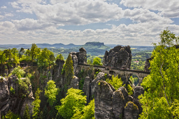 Bridge in Germany, Saxon Switzerland. Bastei, Saxony, National Park