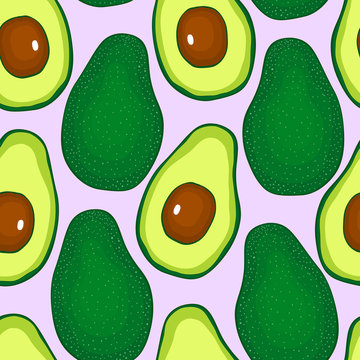 Seamless vector pattern with fruits avocado. For kitchen, for printing on textiles, phone case. Mix design for fabric and decor.