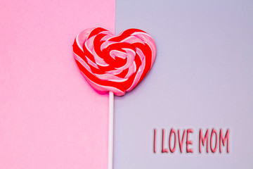 mother's day greeting card. candies and lollipops of colors