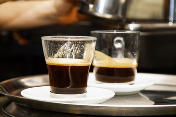 coffee glasses in the restaurant