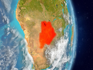 Orbit view of Botswana in red