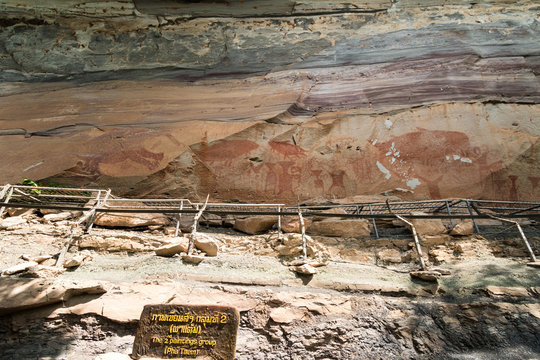 Prehistoric cave paintings at Pha Taem National Park, Ubonrachathani