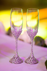 Crystal glasses for newlyweds wedding