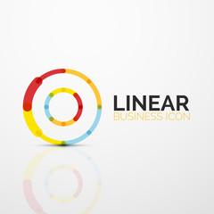 Outline minimal abstract geometric linear business icon made of line segments, elements