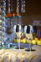 Crystal glasses for newlyweds wedding