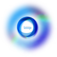 Loop circle business icon, created with glass transparent color shapes