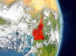 Orbit view of Cameroon in red
