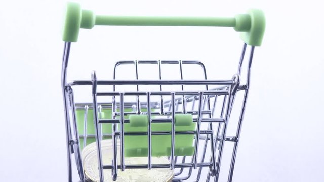 Metal basket with Bitcoins
