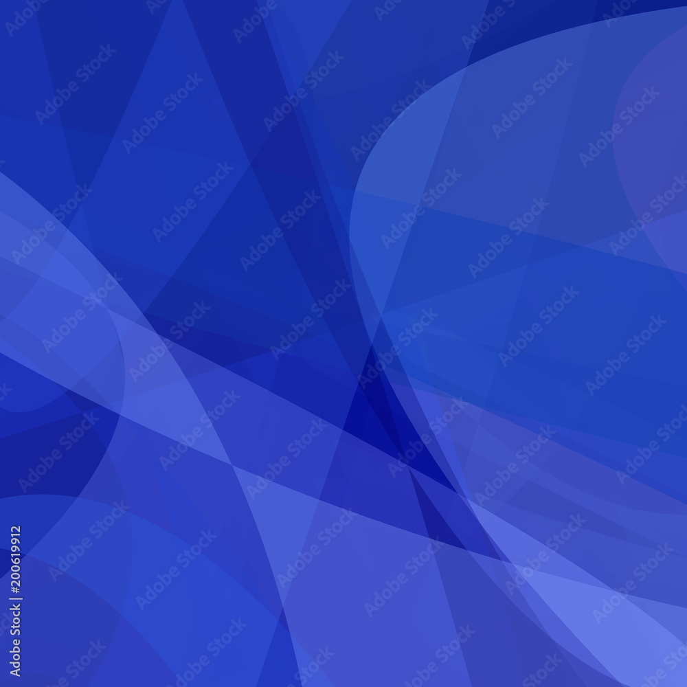 Poster blue abstract motion background from dynamic curves - vector design