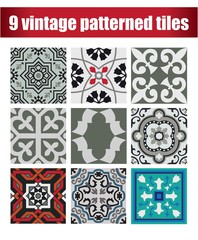 vintage tiles patterns antique seamless design in Vector illustration