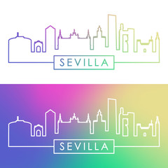 Fototapeta premium Sevilla skyline. Colorful linear style. Editable vector file.