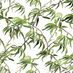 Watercolor seamless pattern of autumn leaves